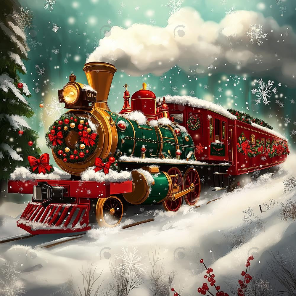 Allenjoy Fine Art Christmas Train Photography Backdrop Gbsx-01126