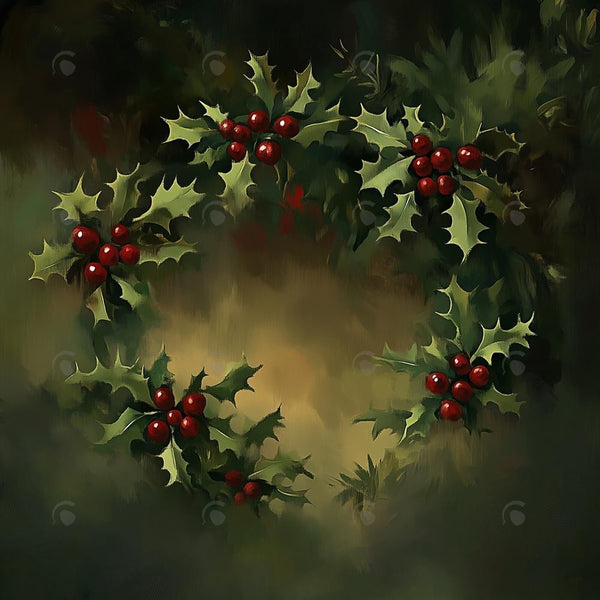 Christmas wreath 絵画原画 アクリル画テクスチャーアート Christmas Wreath, Textured Acrylic Painting on Canvas, 12