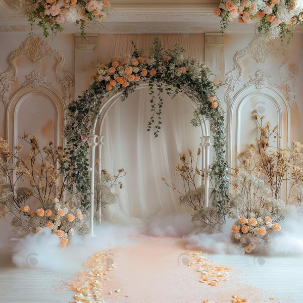 Allenjoy Boho Floral Arch Photography Backdrop GBSX-00057