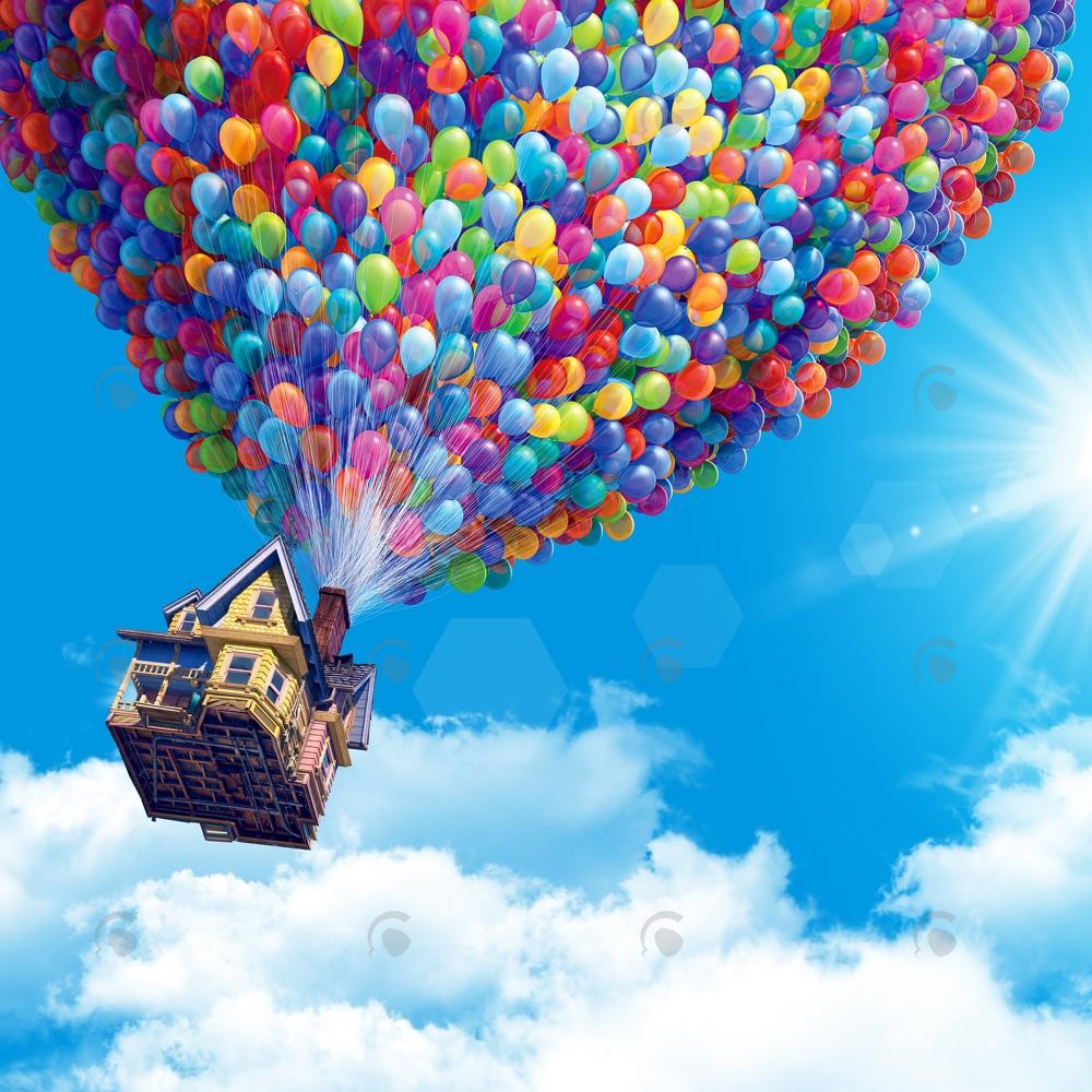 Allenjoy Flying House Blue Sky Photography Backdrop Gbsx-00699