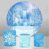 Snowy Adventures. Custom Round Backdrop With Plinths AS-DLZ-48d8ee