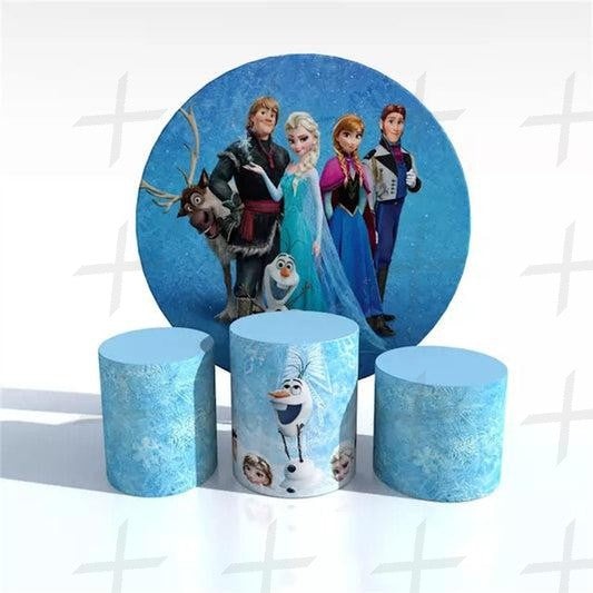 Snowy Adventures. Custom Round Backdrop With Plinths AS-DLZ-434661