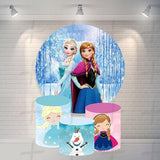 Snowy Adventures. Custom Round Backdrop With Plinths AS-DLZ-9556b2