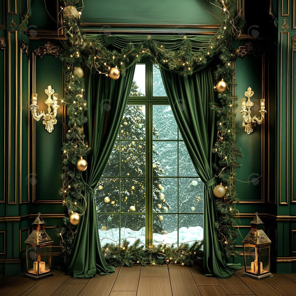 Allenjoy Green Dream Pine Window Photography Backdrop GBSX-00069
