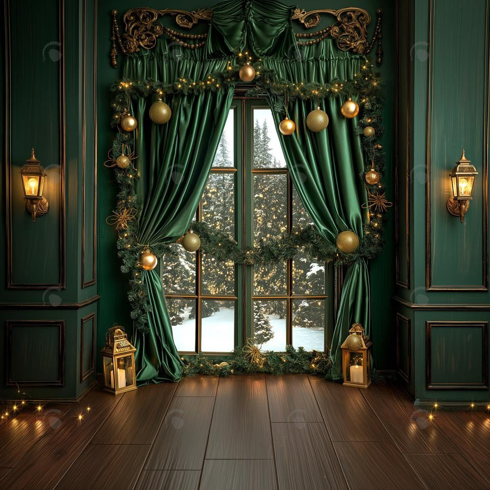 Allenjoy Green Dream Pine Window Photography Backdrop GBSX-00070