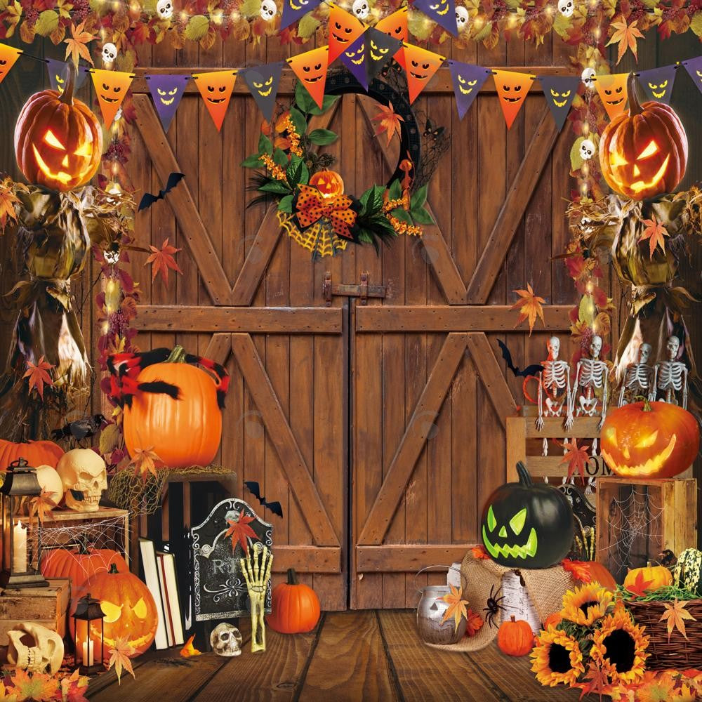 Allenjoy Halloween Barn Door Photography Backdrop GBSX-00182