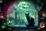 Allenjoy Halloween Dark Stone Arched Window Photography Backdrop Gbsx-00625