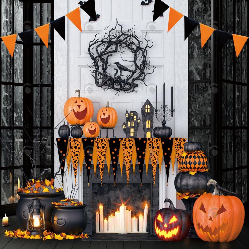 Allenjoy Halloween Fireplace Photography Backdrop GBSX-00169