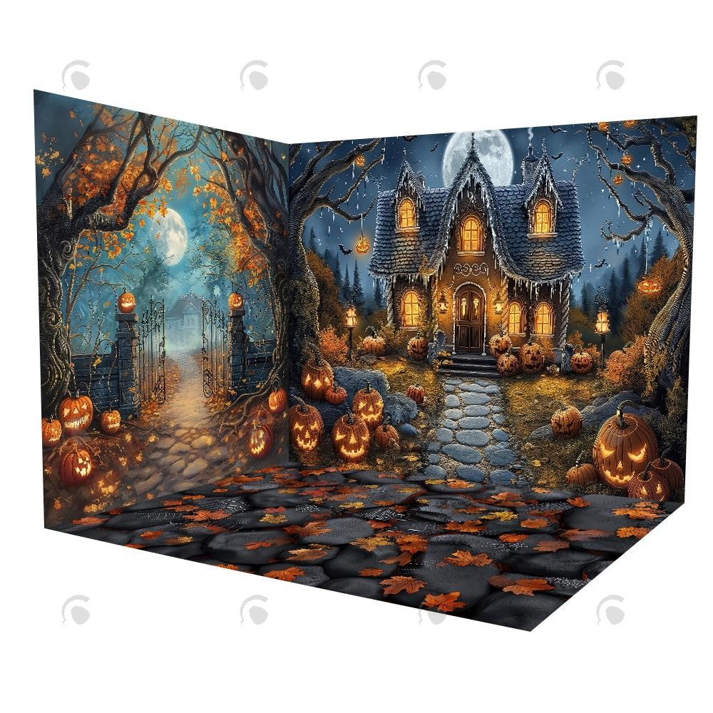 Allenjoy Halloween Gingerbread House Forest Room Set Backdrop Gbsx-00626&Gbsx-00899&Gbsx-00919