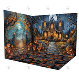 Allenjoy Halloween Gingerbread House Forest Room Set Backdrop Gbsx-00626&Gbsx-00899&Gbsx-00919