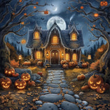 Allenjoy Halloween Gingerbread House Photography Backdrop Gbsx-00899