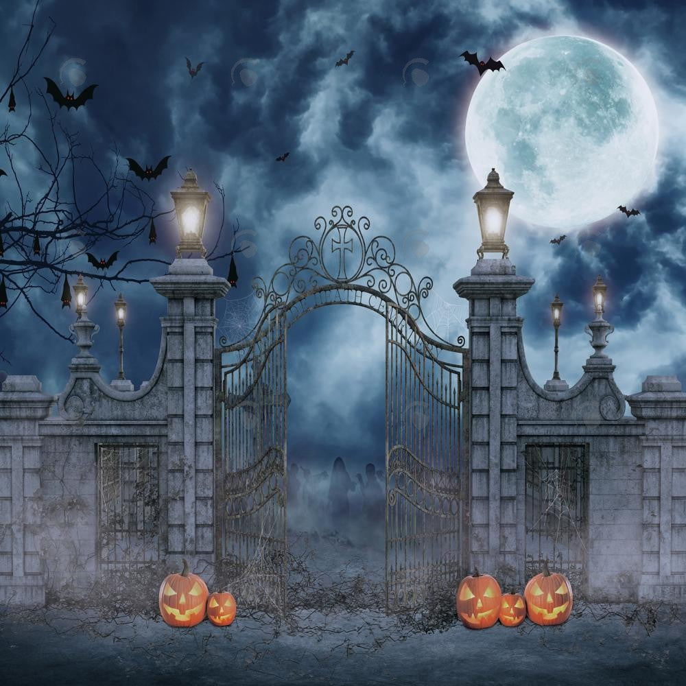 Allenjoy Halloween Horror Moon Night Cemetery Photography Backdrop Gbsx-00667