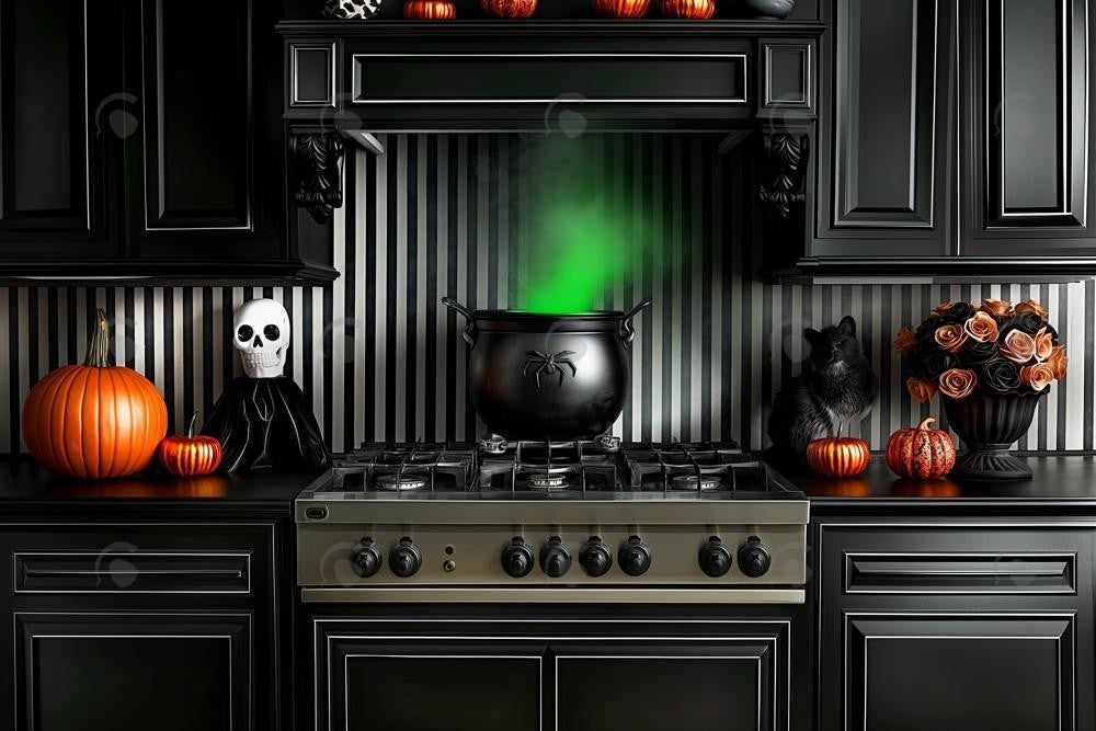 Allenjoy Halloween Kitchen Photography Backdrop Gbsx-00869
