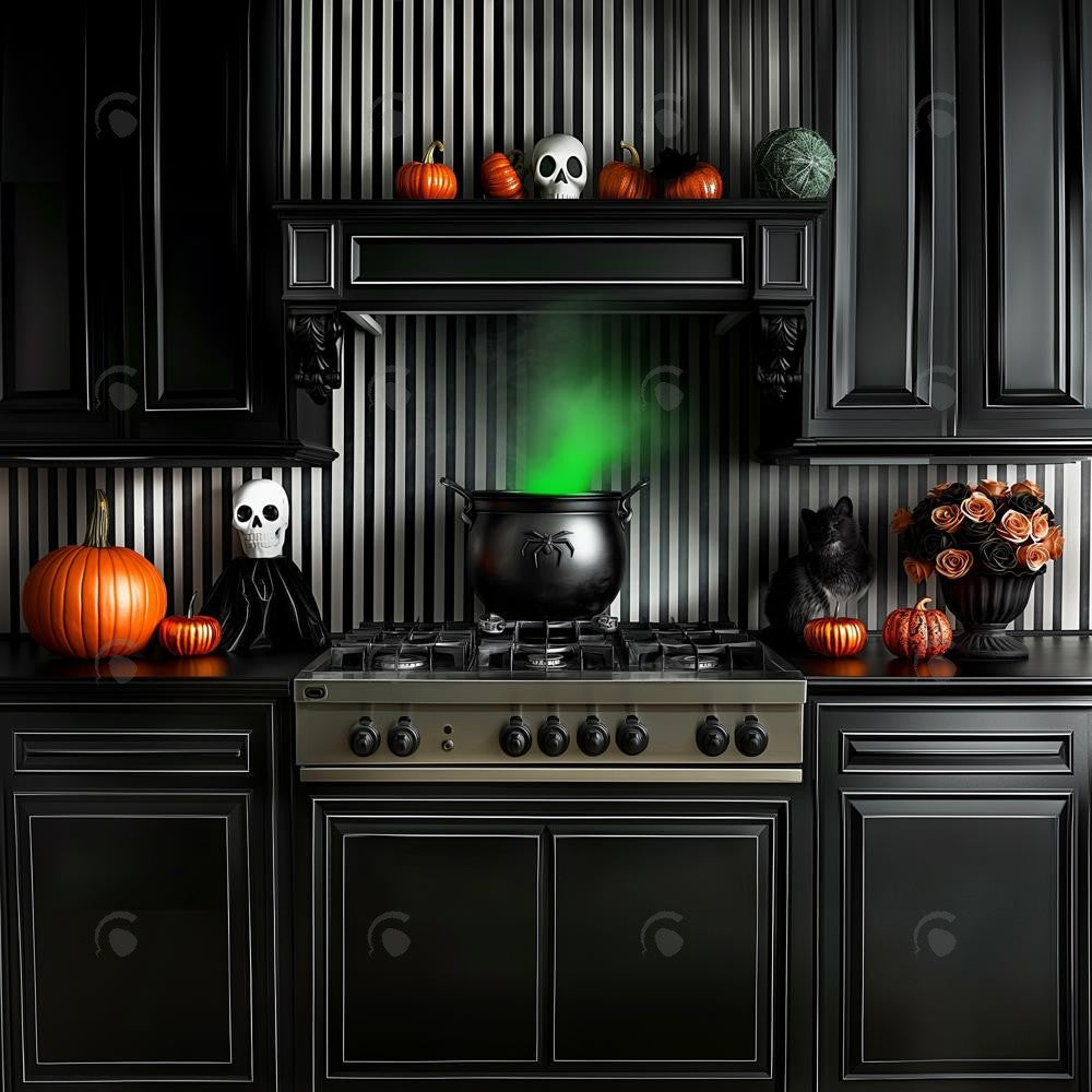 Allenjoy Halloween Kitchen Photography Backdrop Gbsx-00869
