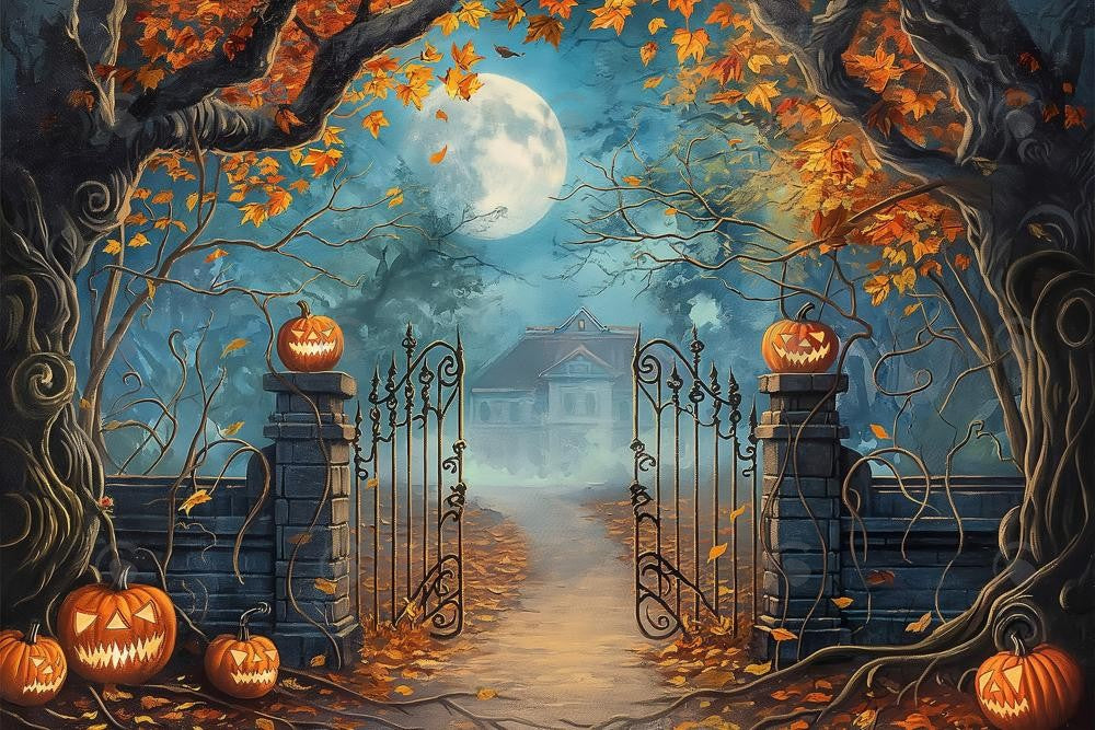 Allenjoy Halloween Lantern Lane Photography Backdrop Gbsx-00626