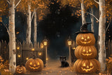 Allenjoy Halloween Night Forest Pumpkin Path Photography Backdrop Gbsx-01204
