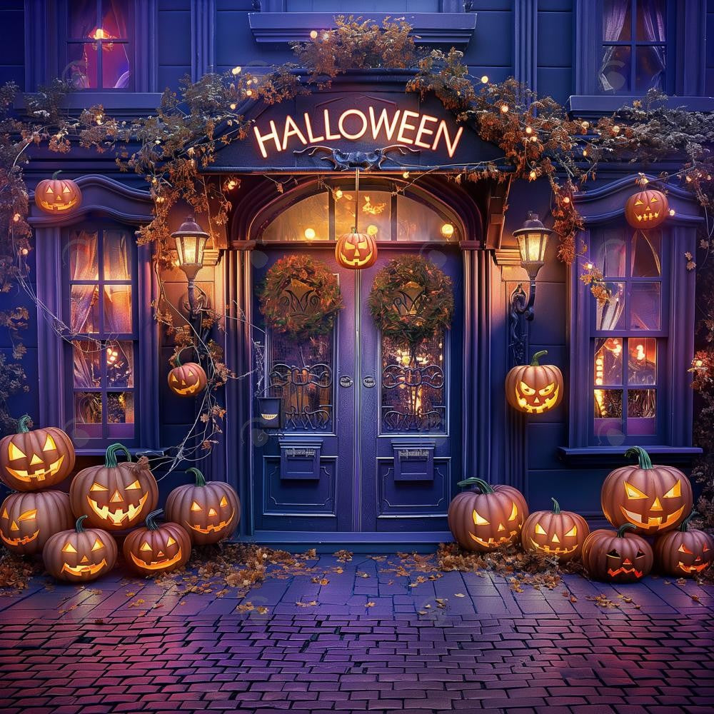 Allenjoy Halloween Purple Doorway Photography Backdrop Gbsx-00632