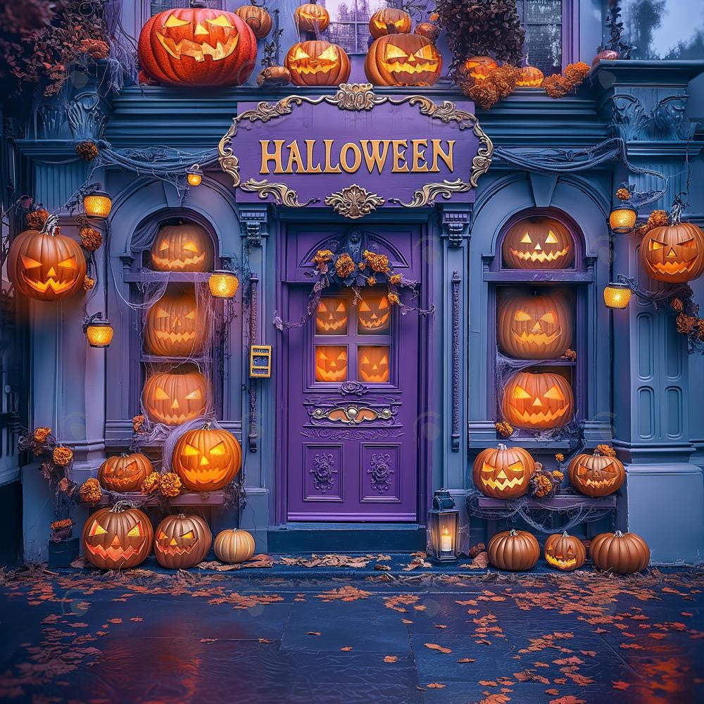 Allenjoy Halloween Purple Doorway Photography Backdrop Gbsx-00633