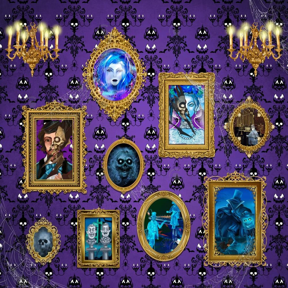 Allenjoy Halloween Purple Haunted House Photography Backdrop Gbsx-00240