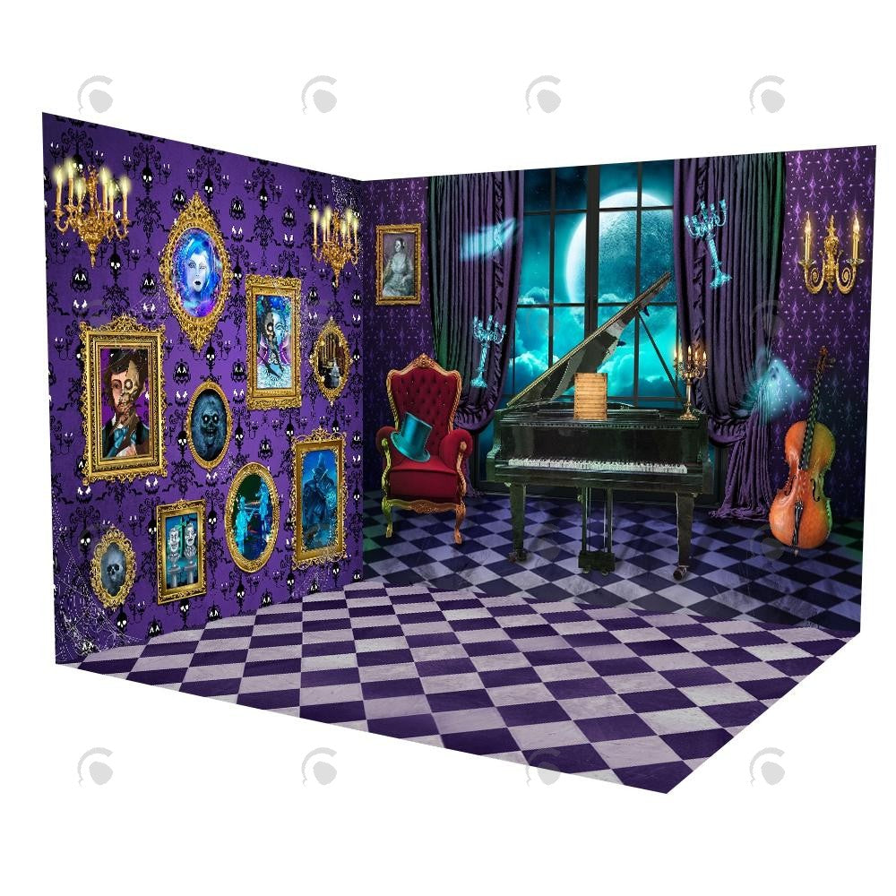 Allenjoy Halloween Purple Haunted House Room Set Backdrop Gbsx-00240&Ym8K-A7776&Ym8G-B0506
