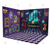 Allenjoy Halloween Purple Haunted House Room Set Backdrop Gbsx-00240&Ym8K-A7776&Ym8G-B0506