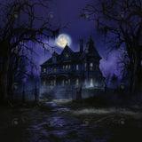 Allenjoy Halloween Spooky Forest Haunted House Photography Backdrop Gbsx-01037