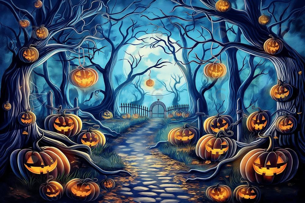 Allenjoy Halloween Spooky Forest Trees Photography Backdrop Gbsx-00788