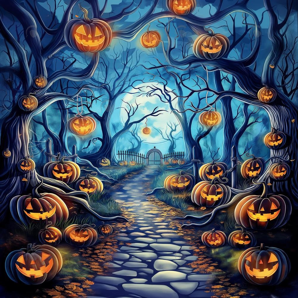 Allenjoy Halloween Spooky Forest Trees Photography Backdrop Gbsx-00788