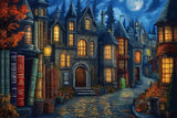 Allenjoy Halloween Village Of Books Night Photography Backdrop Gbsx-01160