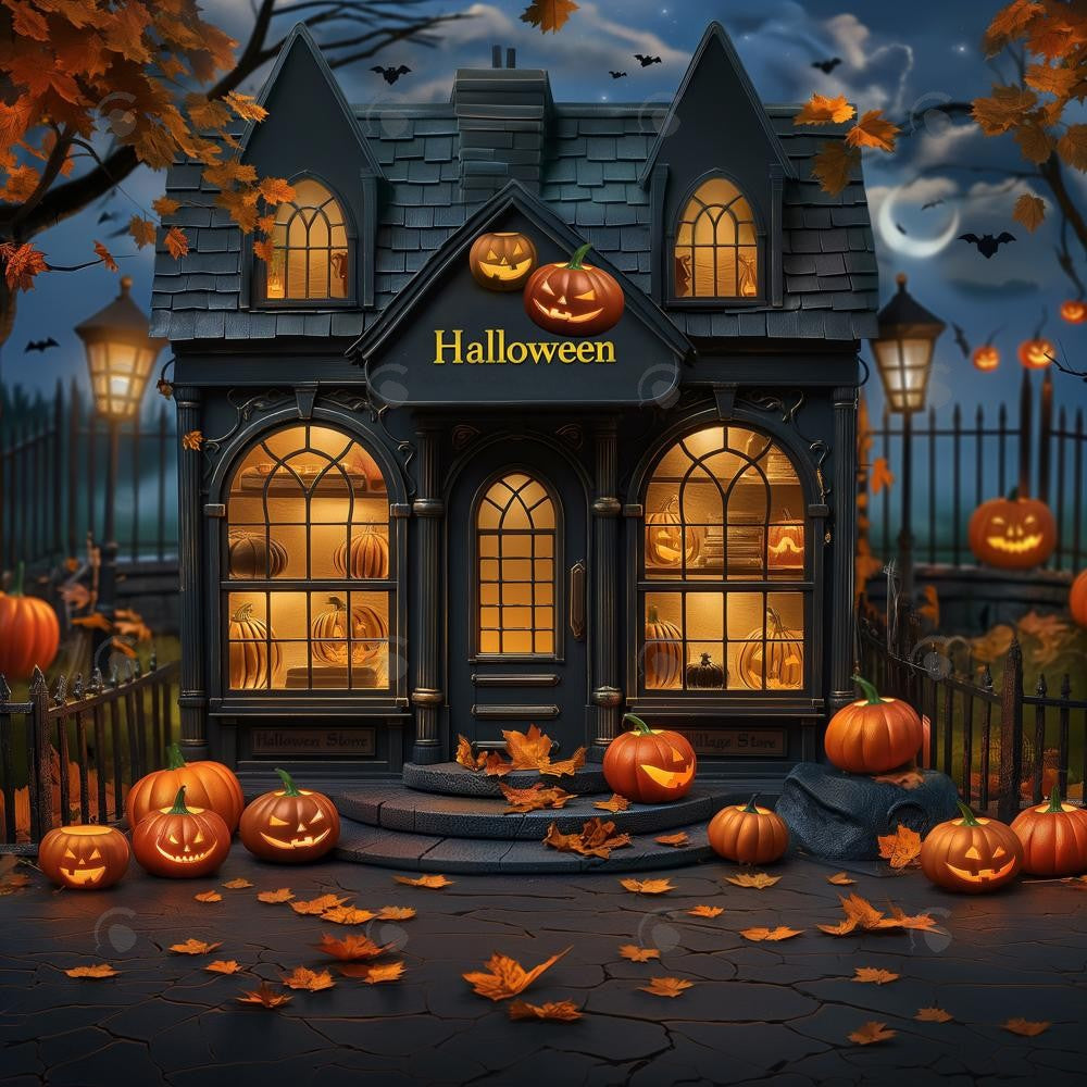 Allenjoy Halloween Village Store Photography Backdrop Gbsx-00911
