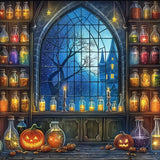 Allenjoy Halloween Witch Potion Shop Photography Backdrop Gbsx-00886