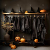 Allenjoy Halloween Wizard Black Robe Closet Photography Backdrop Gbsx-00867
