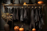 Allenjoy Halloween Wizard Black Robe Closet Photography Backdrop Gbsx-00867