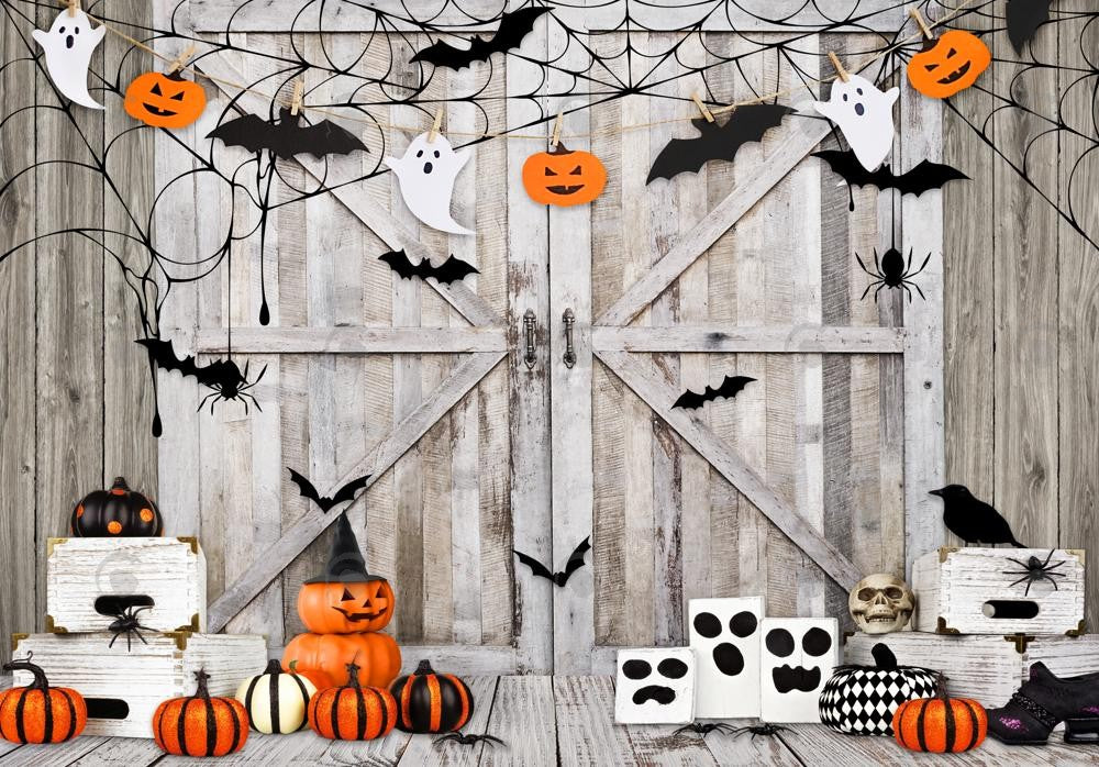 Allenjoy Halloween Wood Barn Door Photography Backdrop GBSX-00177