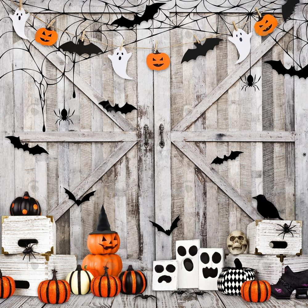 Allenjoy Halloween Wood Barn Door Photography Backdrop GBSX-00177