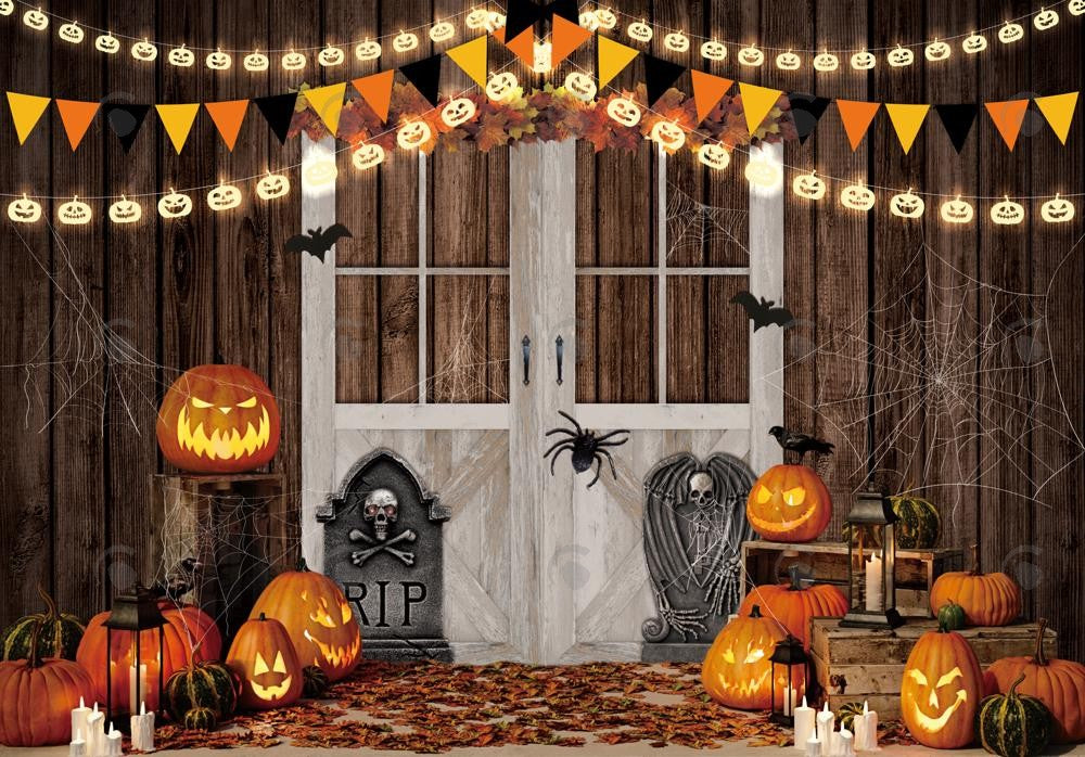 Allenjoy Halloween Wooden White Door Photography Backdrop GBSX-00173