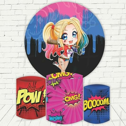 Prankster Queen. Custom Round Backdrop With Plinths AS-DLZ-434200