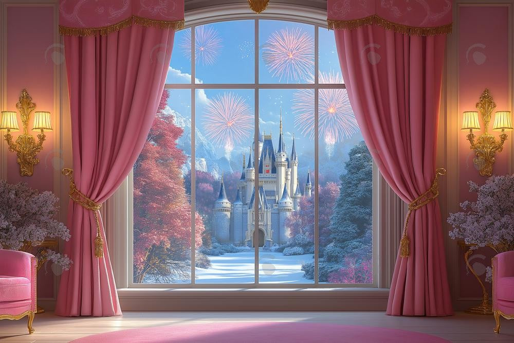 Allenjoy Holiday Royal Pink Room Window Photography Backdrop Gbsx-01017