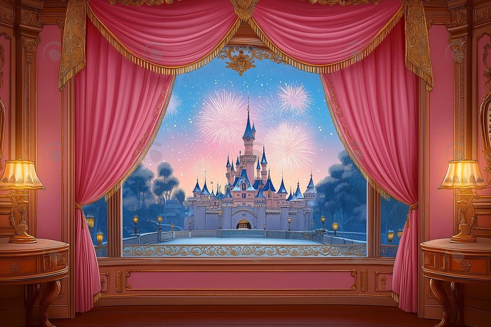 Allenjoy Holiday Royal Pink Room Window Photography Backdrop Gbsx-01018