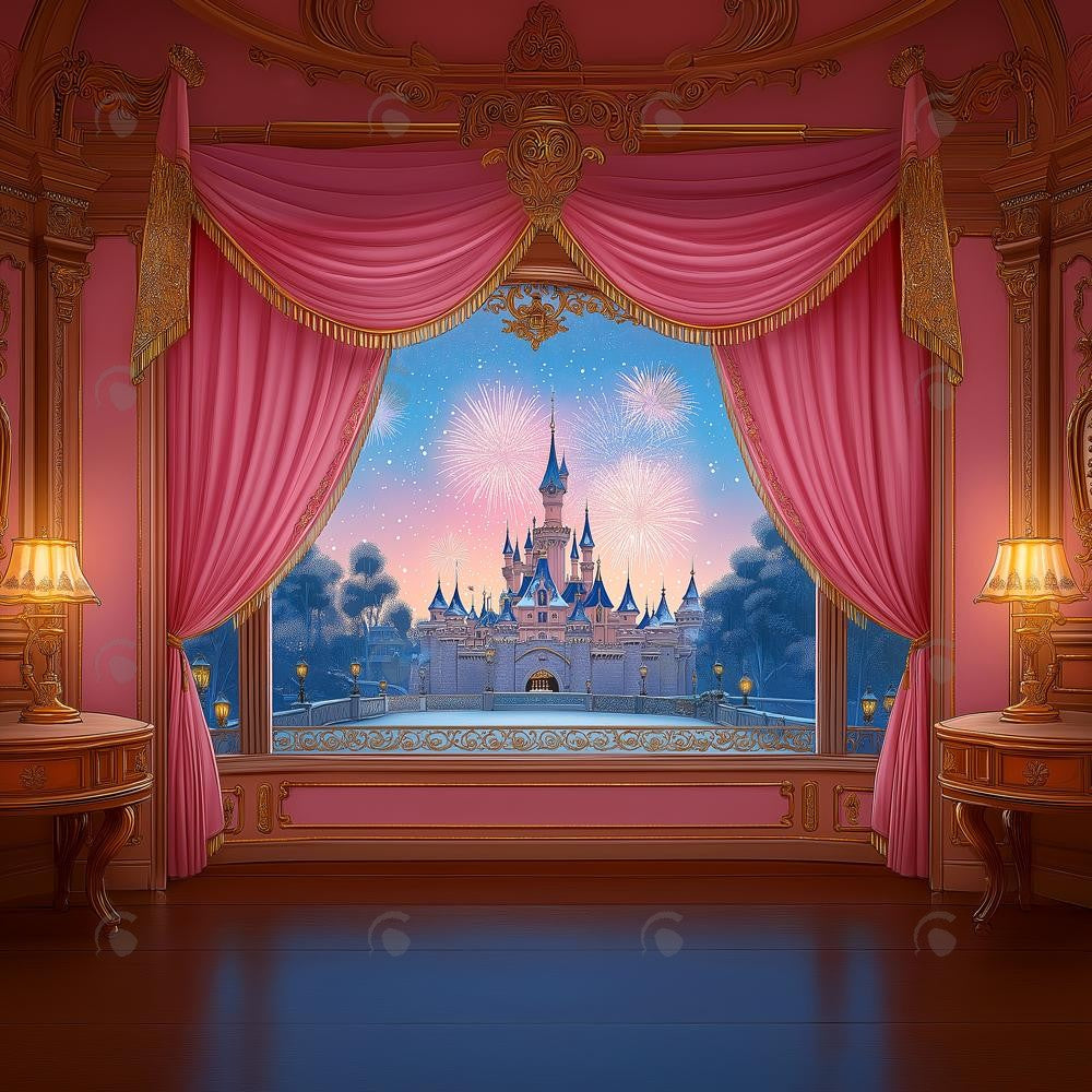 Allenjoy Holiday Royal Pink Room Window Photography Backdrop Gbsx-01018