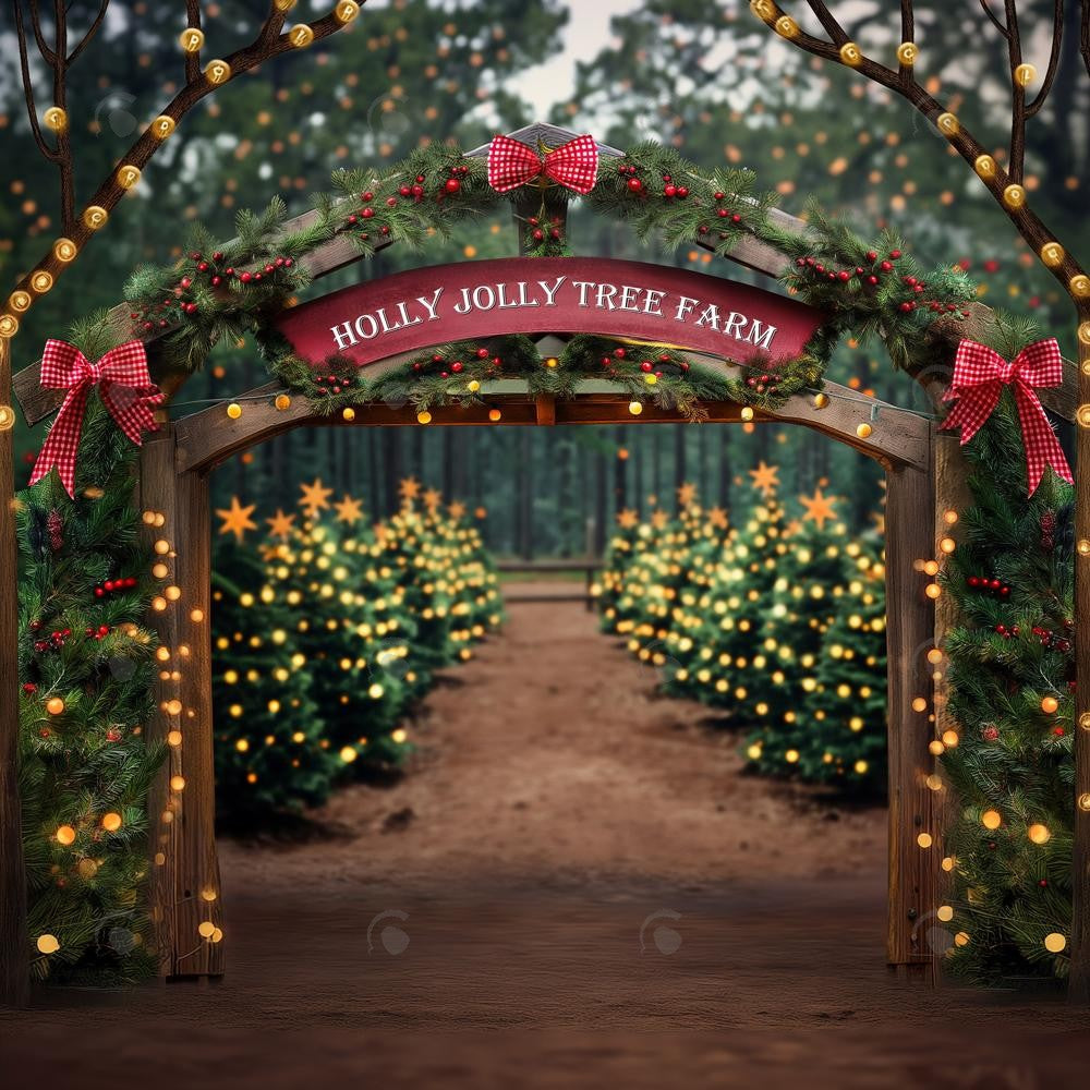 Allenjoy Holly Jolly Tree Farm Arch Photography Backdrop Gbsx-00754