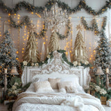Allenjoy Luxurious White Christmas Headboard Bed Photography Backdrop Gbsx-01005