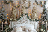 Allenjoy Luxurious White Christmas Headboard Bed Photography Backdrop Gbsx-01005