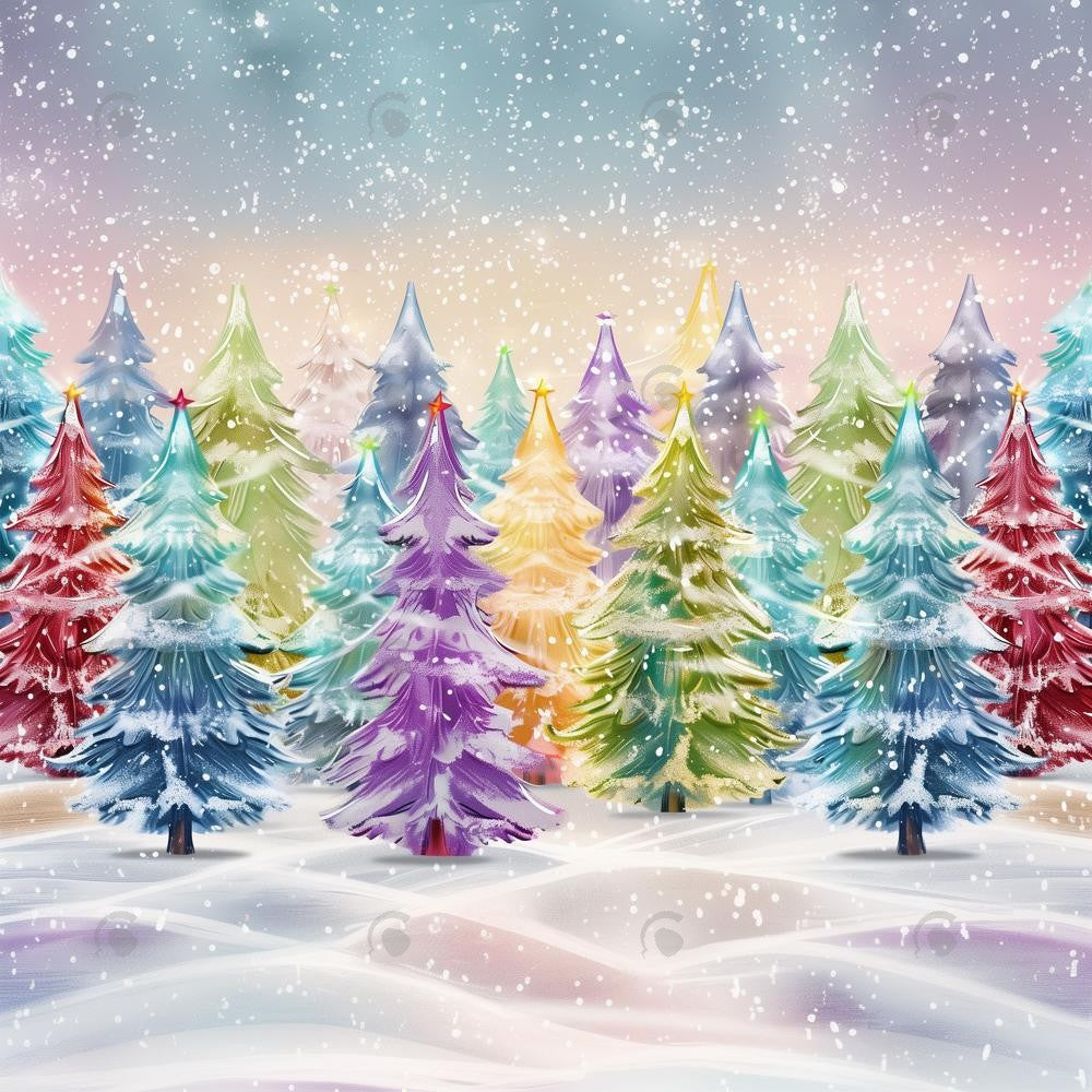 Magical Winter Rainbow Trees Photography Backdrop GBSX-99812