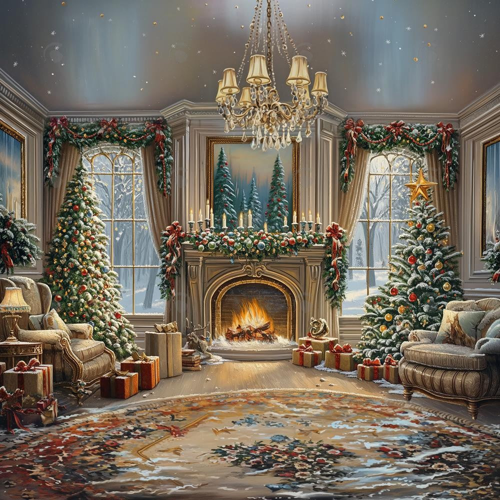 Allenjoy Majestic Christmas Living Room Photography Backdrop GBSX-00156