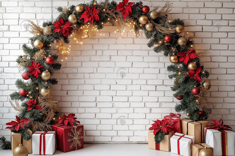 Allenjoy Merry Christmas Arched Wall Photography Backdrop Gbsx-01110