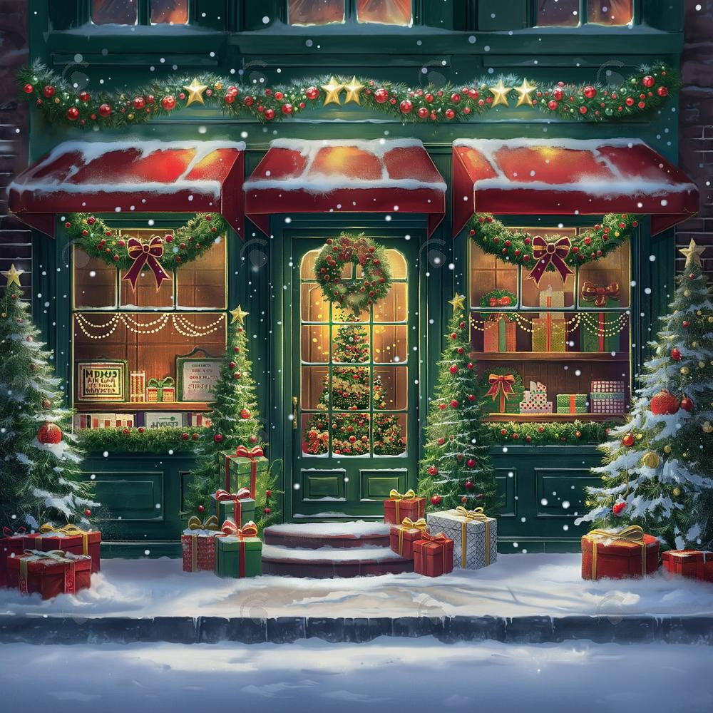 Allenjoy Merry Christmas Shop Photography Backdrop Gbsx-00195