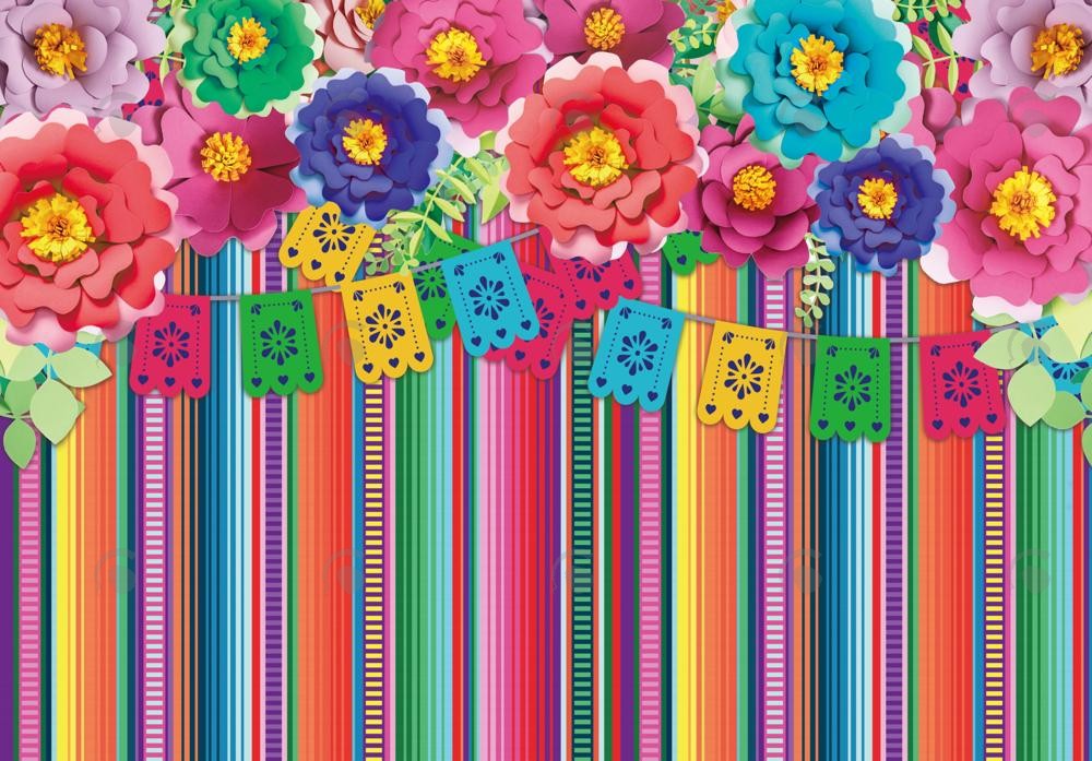 Allenjoy Mexican Fiesta Floral Wall Photography Backdrop Gbsx-00526