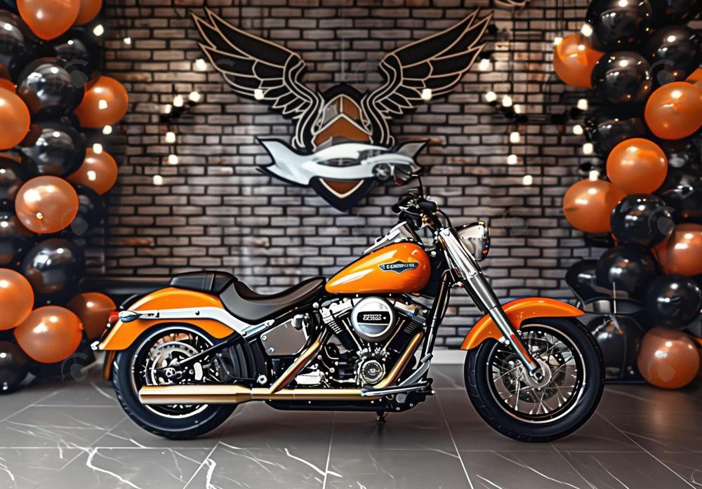 Motorcycle Balloons Photography Backdrop GBSX-99829