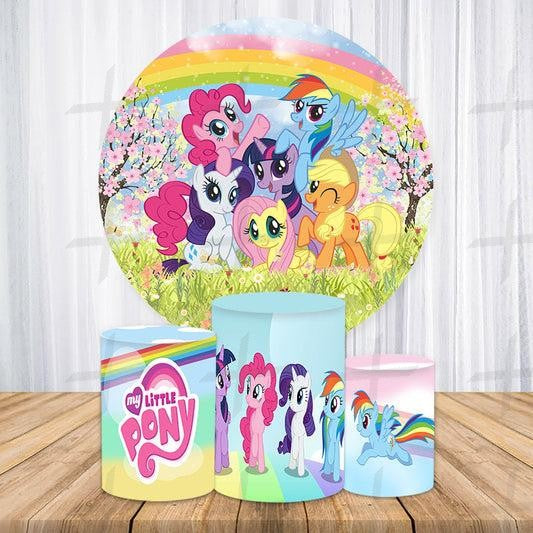 Rainbow Ponies Custom Round Backdrop With Plinths AS-DLZ-6c962b